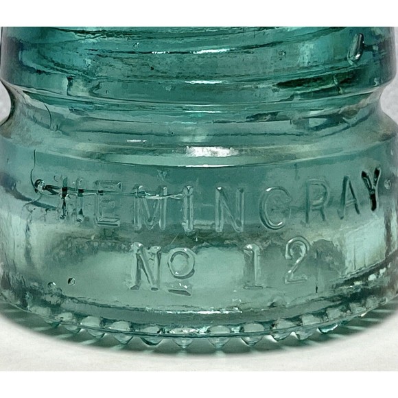 Vintage Small Hemingray-12 Aqua Green Insulator 3.5 Inch - Picture 4 of 10